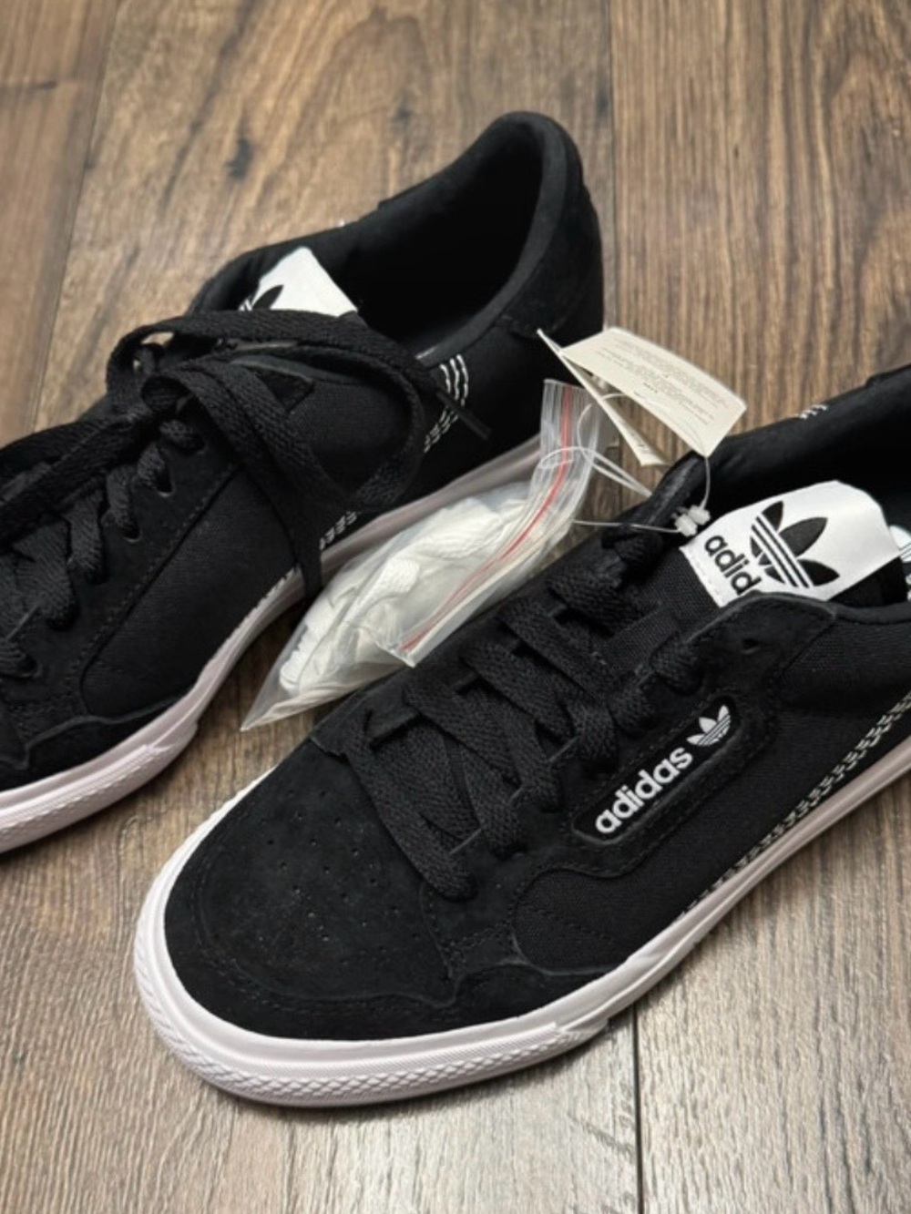 adidas Black Low-Top Suede Athletic Sneakers with White Accents